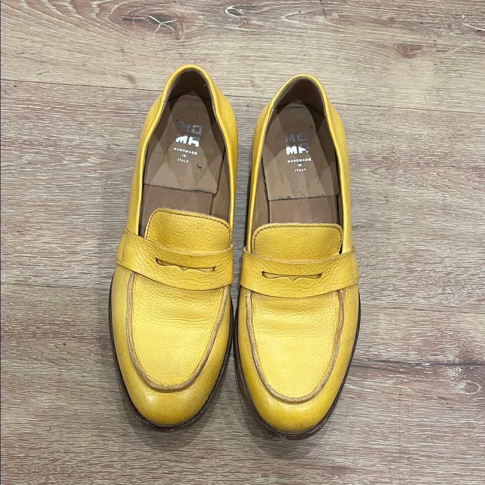 MomaVero Cuoio Mustard Yellow Leather Loafers